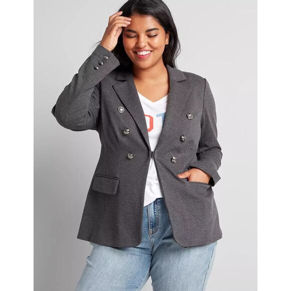 Lane Bryant Ponte Bryant Blazer – Dark Heather Gray – Size 28 Plus - Picture 3 of 8